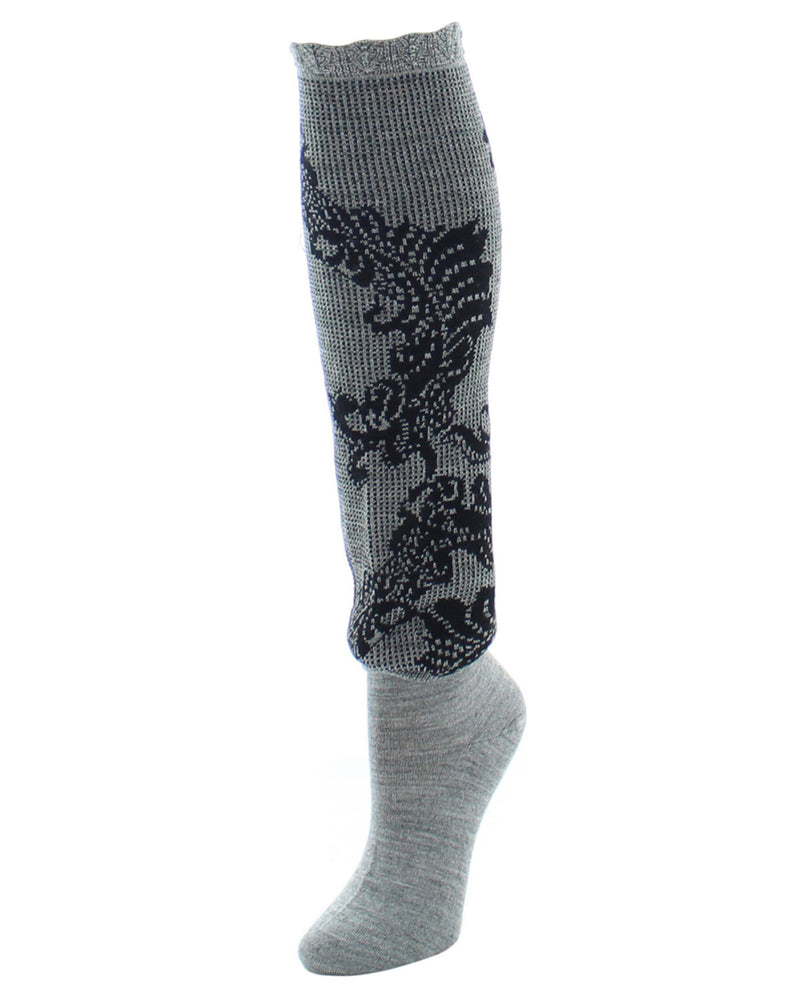Natori Natori Women's Feather Lace Wool-blend Knee Socks