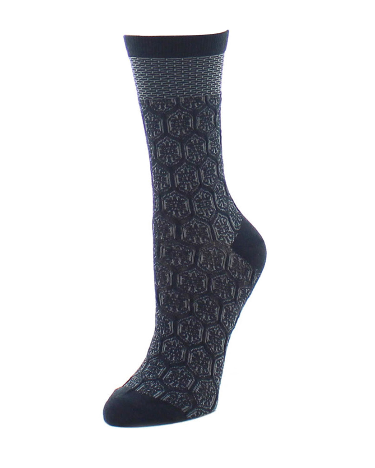 Natori Cherry Blossom Cotton Blend Women's Crew Socks : Color: Black