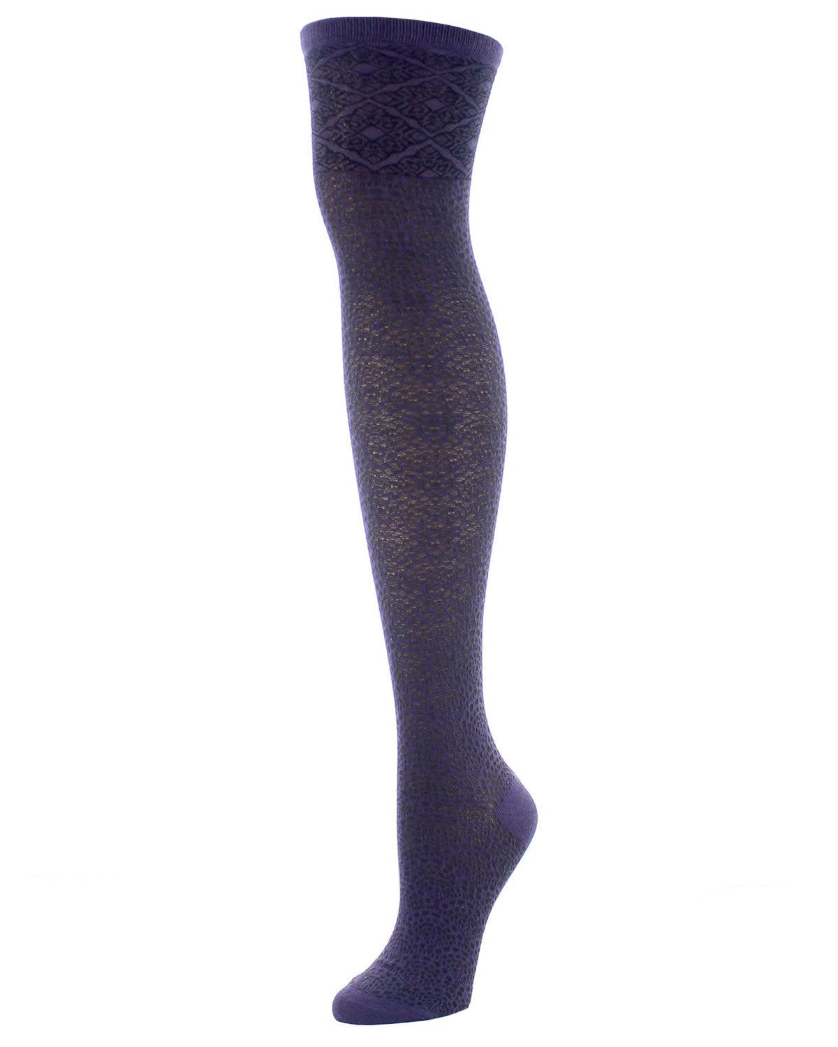 Deco Fan Over The Knee Cotton Blend Socks : Color: Deep Plum