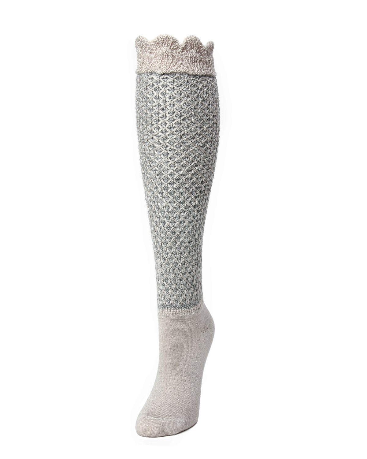 Natori Voile Wool Blend Knee High Bootie Toppers : Color: Ivory