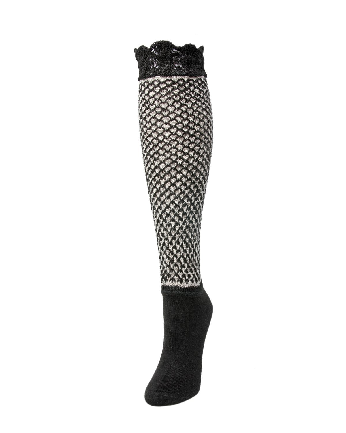 Natori Voile Wool Blend Knee High Bootie Toppers : Color: Black
