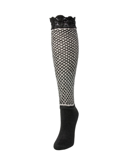 Natori Voile Wool Blend Knee High Bootie Toppers : Color: Black