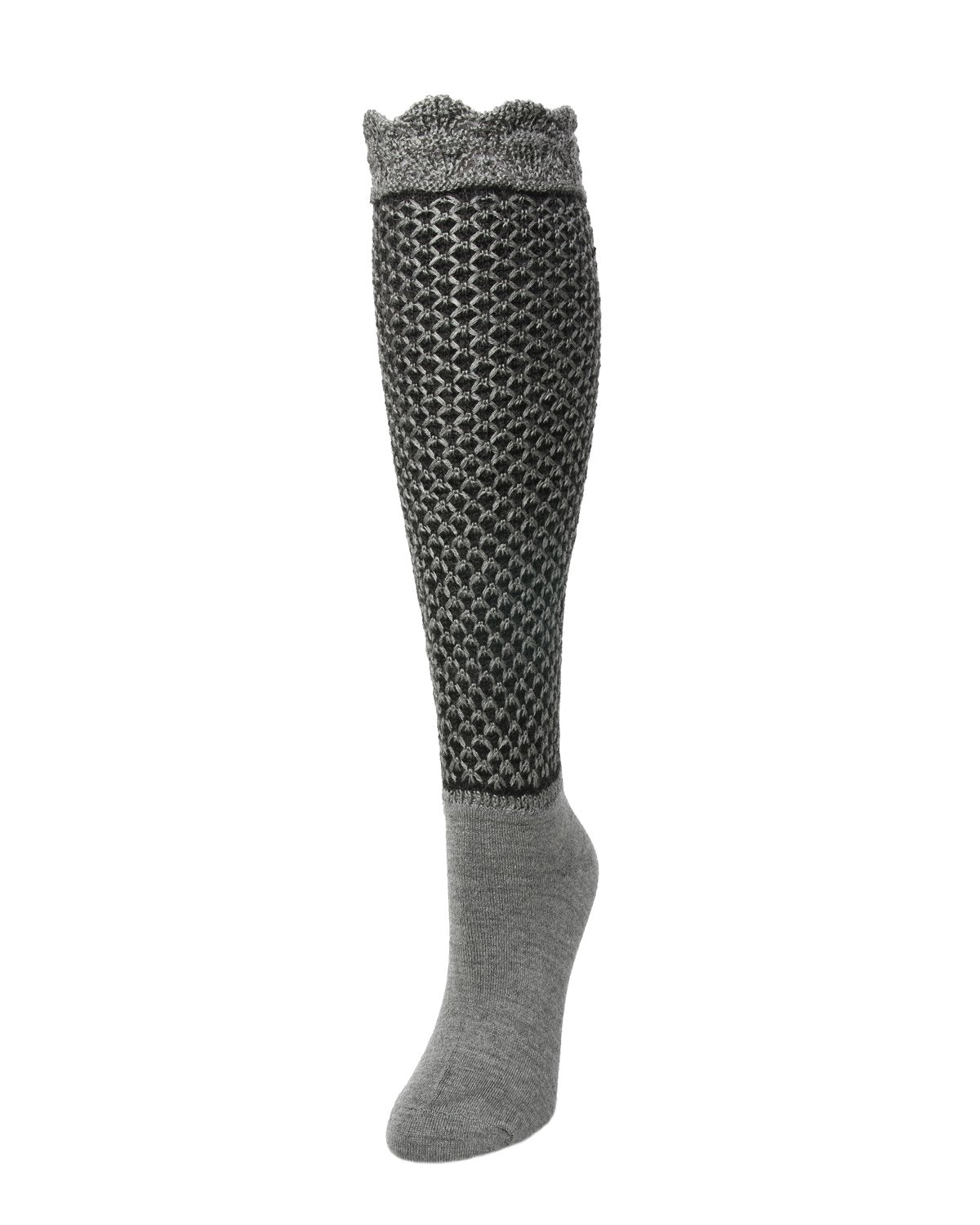 Natori Voile Wool Blend Knee High Bootie Toppers : Color: Dark Gray Heather