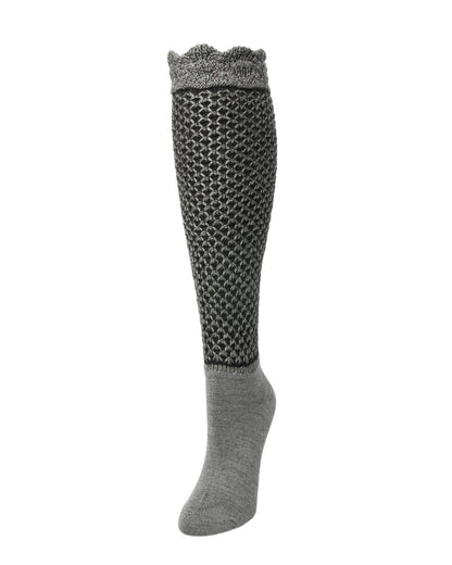 Natori Voile Wool Blend Knee High Bootie Toppers : Color: Dark Gray Heather