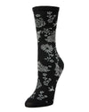 Natori Cascading Floral Cotton Blend Crew Sock : Color: Black