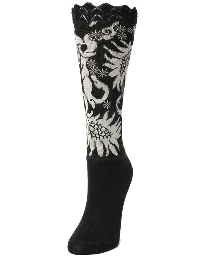 Natori Scalloped Feathers Wool-blend Bootie Toppers : Color: Black