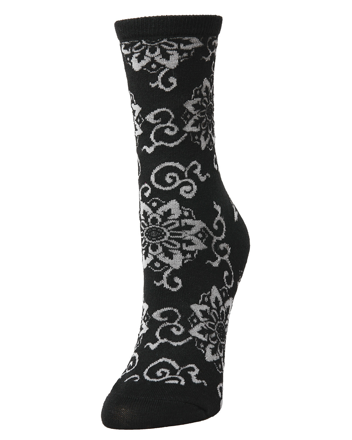 Women's Medallion Wool Blend Crew Socks : Color: Black