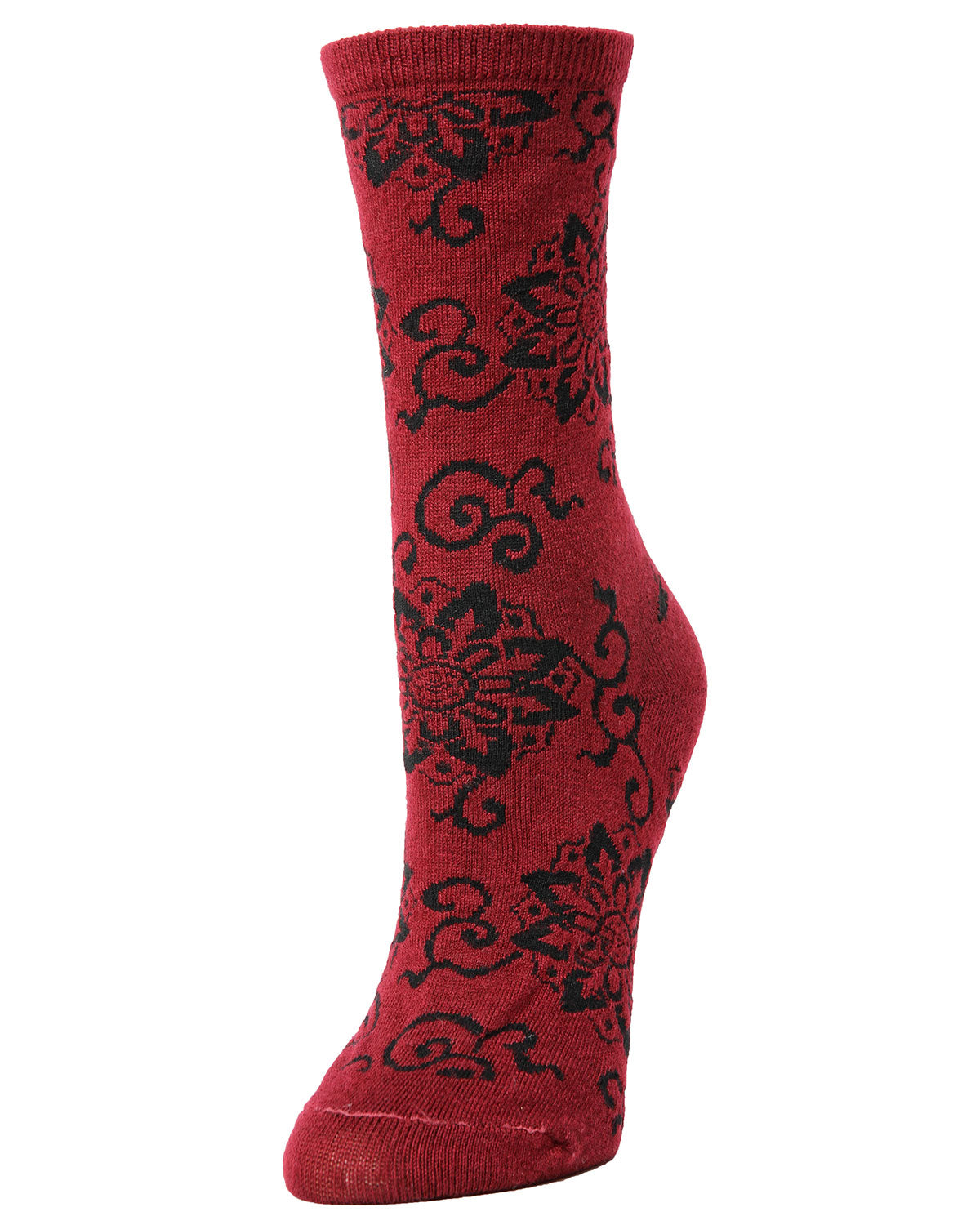Women's Medallion Wool Blend Crew Socks : Color: Rhubarb