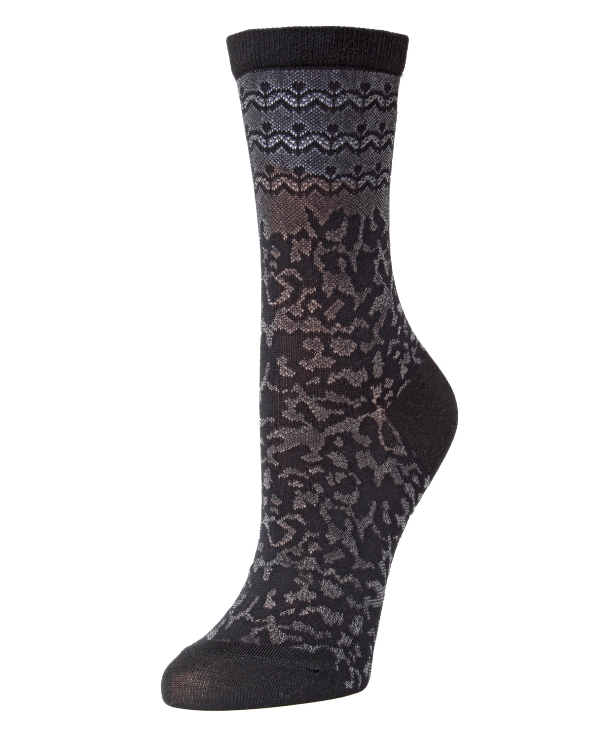 Natori Dainty Mix Cotton Blend Crew Socks : Color: Black