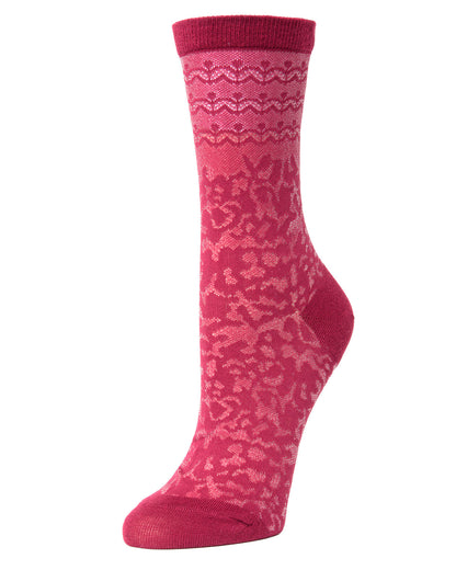 Natori Dainty Mix Cotton Blend Crew Socks : Color: Rhubarb