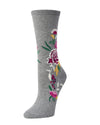 Natori Midnight Garden Cotton Blend Crew Sock : Color: Medium Gray Heather