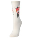 Rose Garden Cotton Blend Women's Crew Socks : Color: White