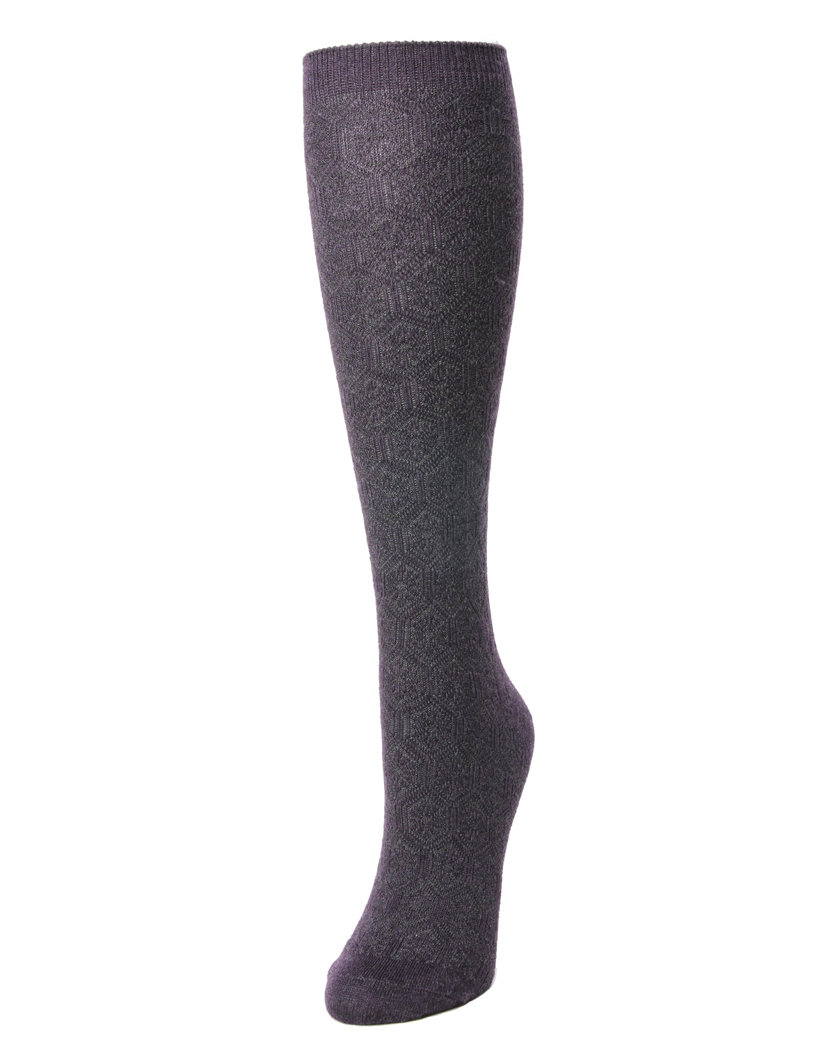 Natori Medallion Knit Wool Blend Knee Socks : Color: Deep Plum