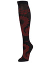 Natori Dragon Cotton Blend Knee High Sock : Color: Burgundy