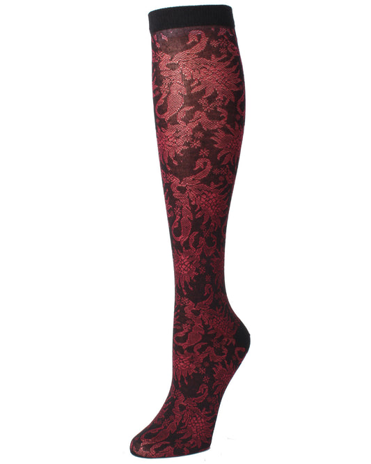 Raven Cotton Blend Knee High Sock : Color: Burgundy