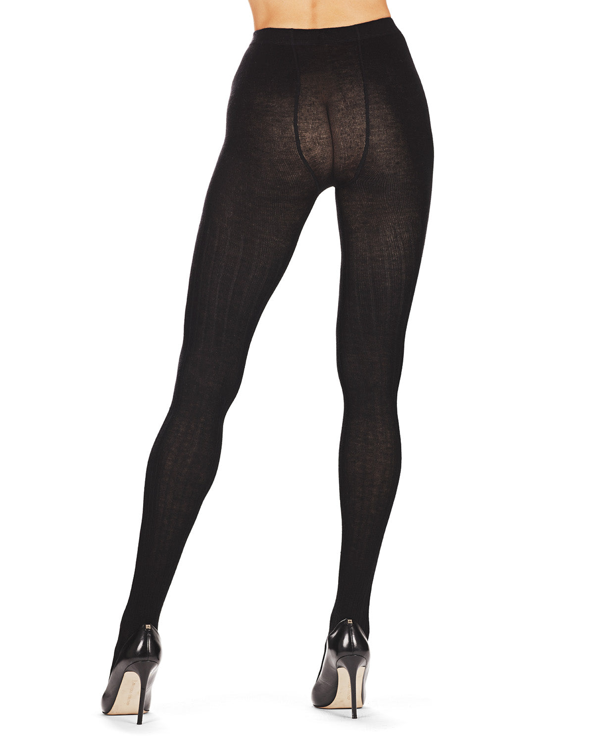Natori Cashmere Blend Rib Knit Sweater Tights : Color: Black