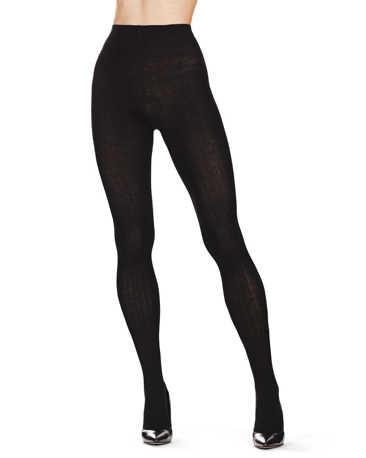 Natori Cashmere Blend Rib Knit Sweater Tights : Color: Black
