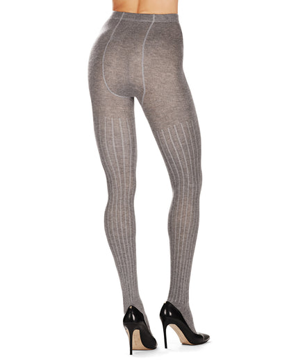 Natori Cashmere Blend Rib Knit Sweater Tights : Color: MEdium Gray