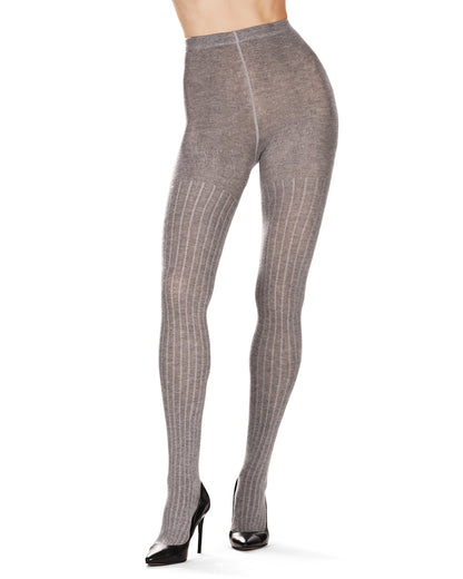 Natori Cashmere Blend Rib Knit Sweater Tights : Color: Medium Gray