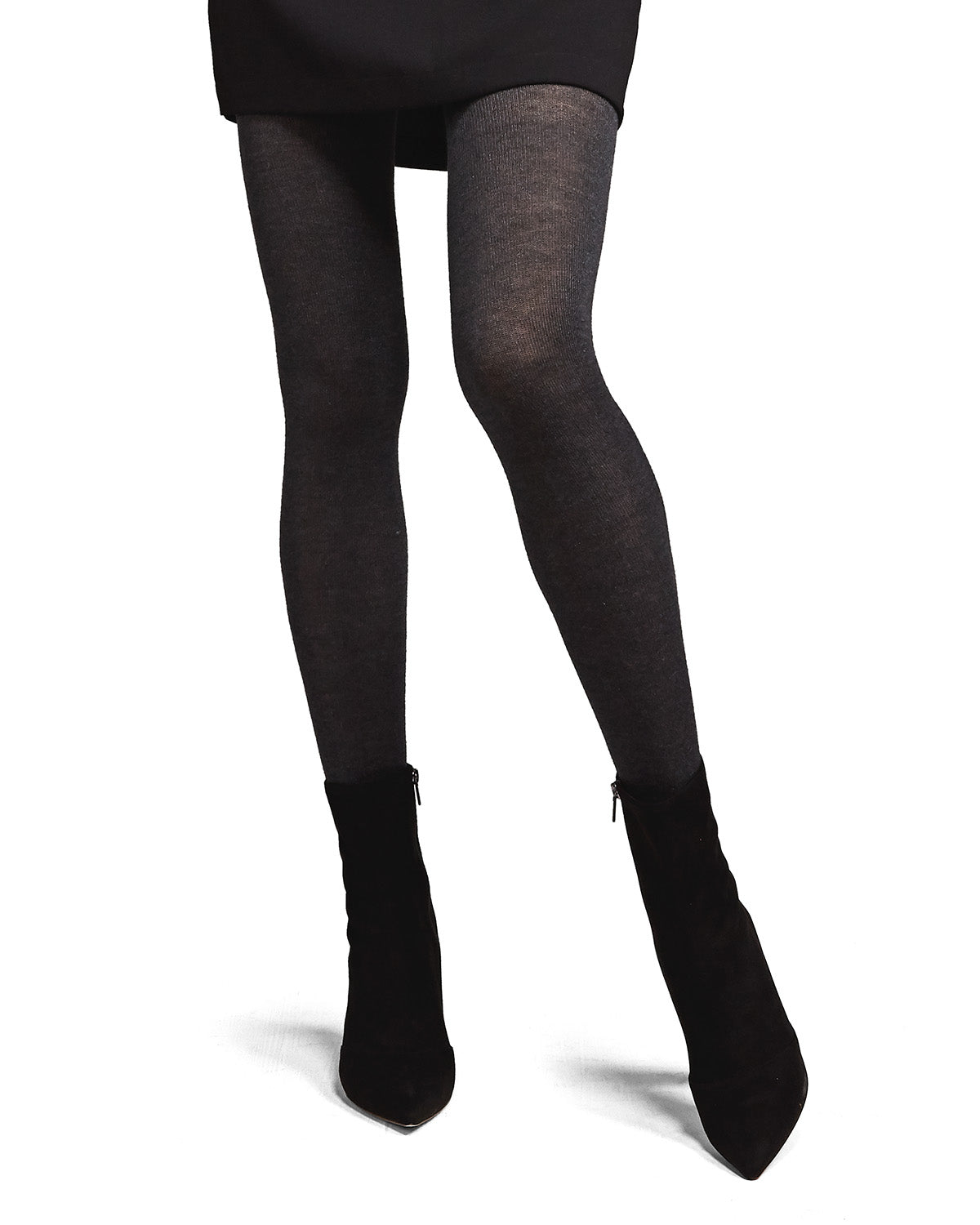 Cashmere Blend Flat Knit Sweater Tights : Color: Medium Gray Heather