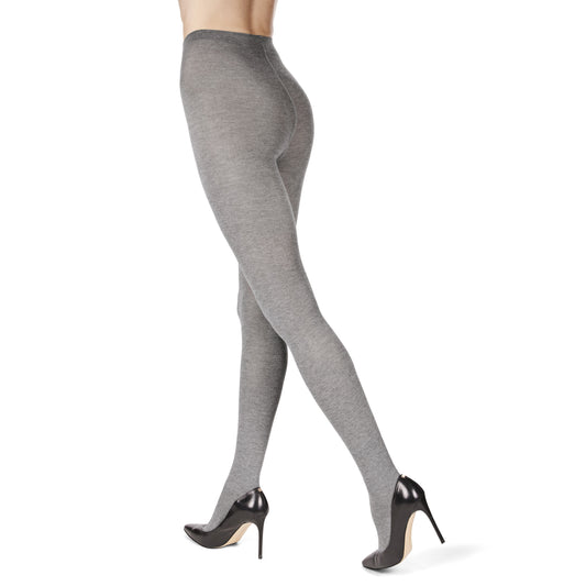 Cashmere Blend Flat Knit Sweater Tights : Color: Medium Gray Heather