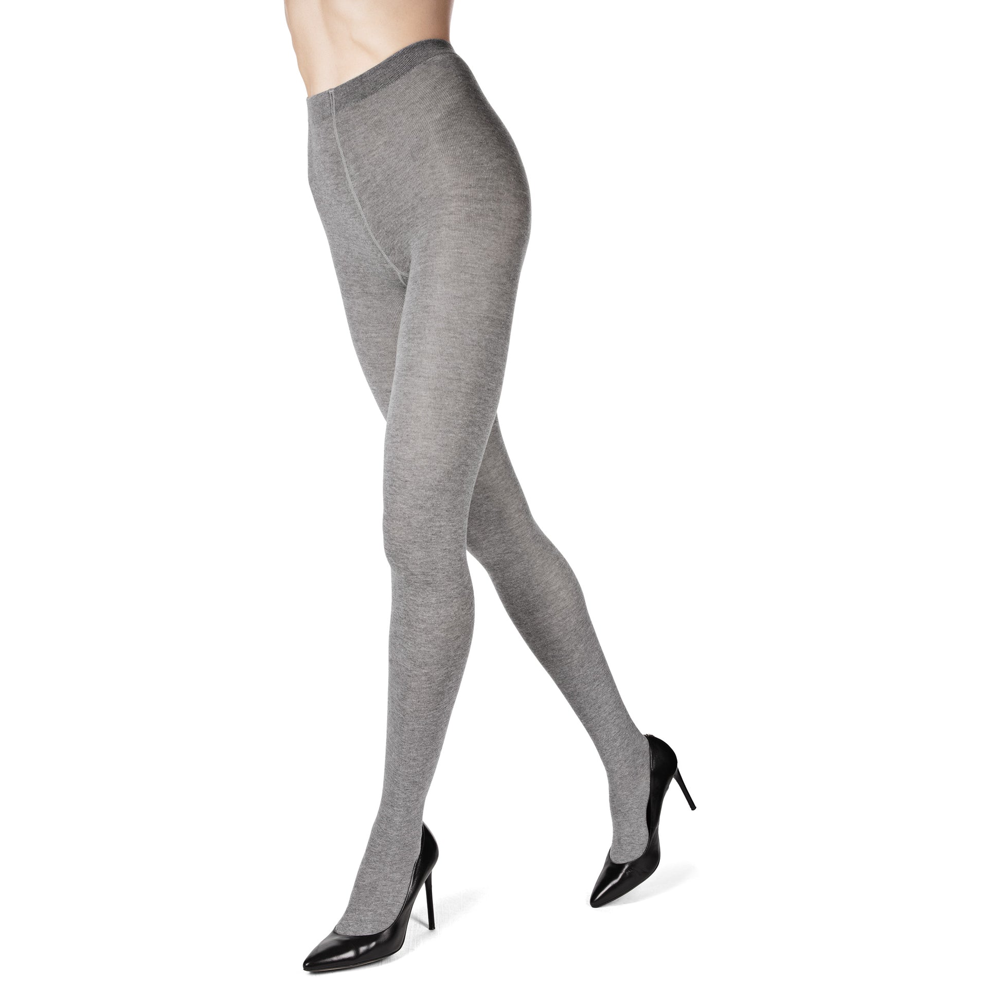 Cashmere Blend Flat Knit Sweater Tights : Color: Medium Gray Heather