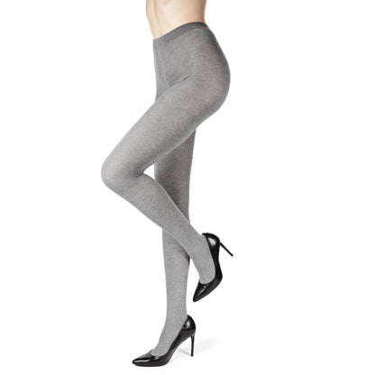 Cashmere Blend Flat Knit Sweater Tights : Color: Medium Gray Heather