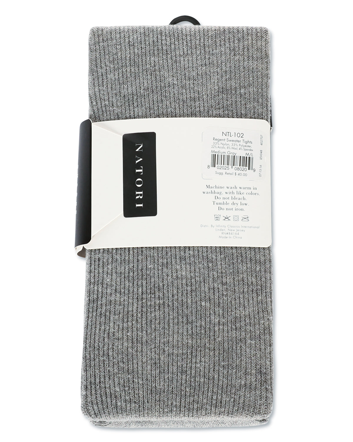 Women's 2 Pair Pack Natori Regent Rib Knit Sweater Tights : Color: Medium Gray Heather