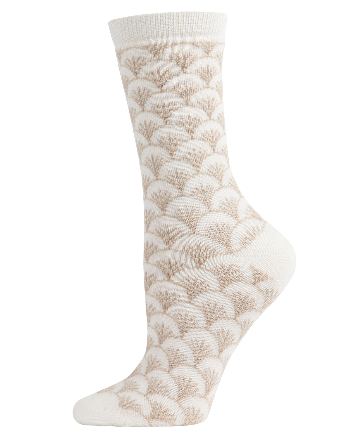 Women's Fretwork Geometric Cashmere Blend Crew Socks : Color: Winter White