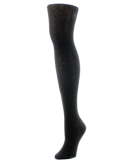 Women's 2 Pair Pack Natori Regent Rib Knit Sweater Tights : Color: Medium Gray Heather