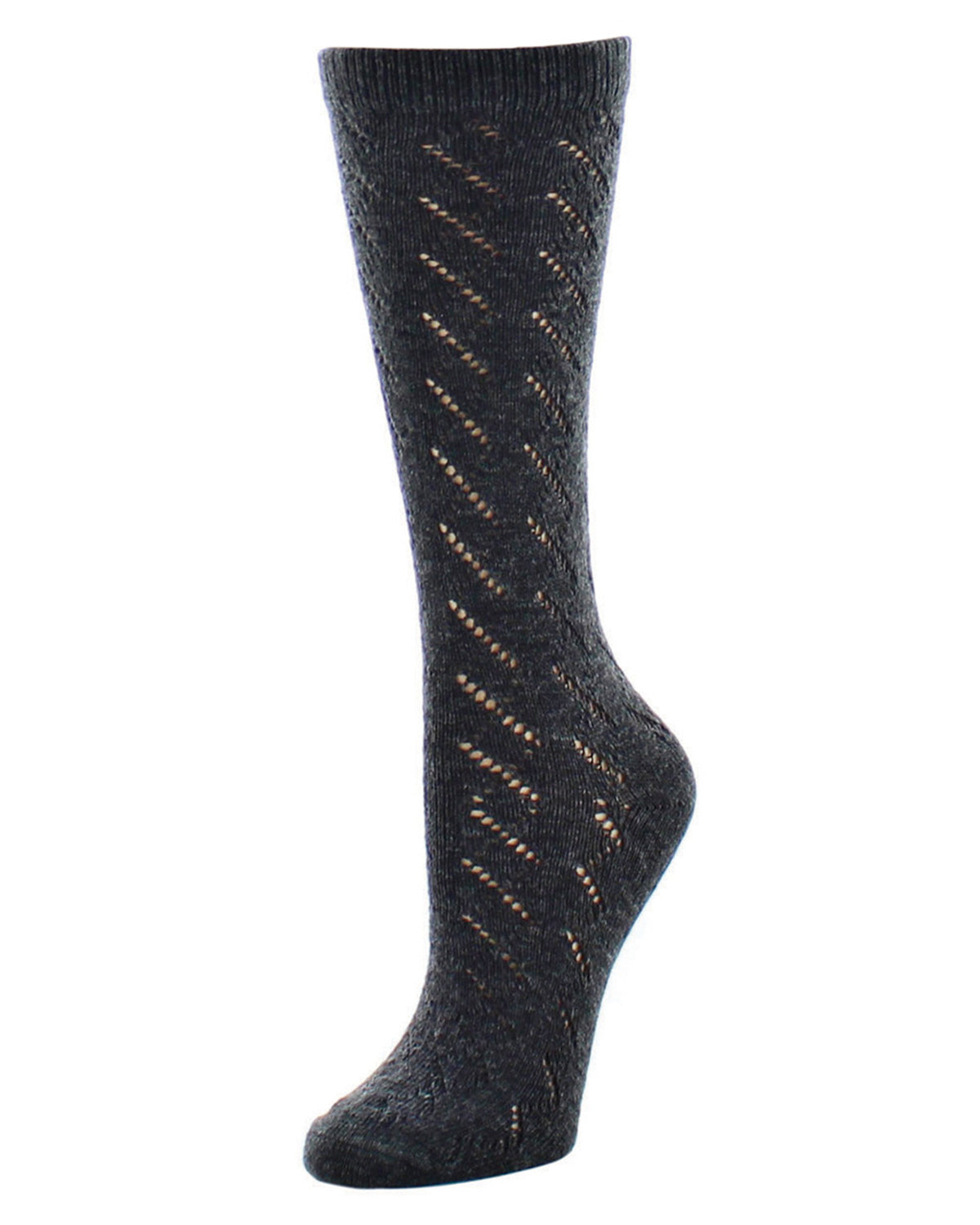 Women's Rumi Swirl Knitted Wool Blend Crew Socks : Color: Dark Gray Heather