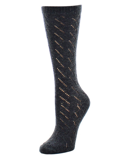 Women's Rumi Swirl Knitted Wool Blend Crew Socks : Color: Dark Gray Heather
