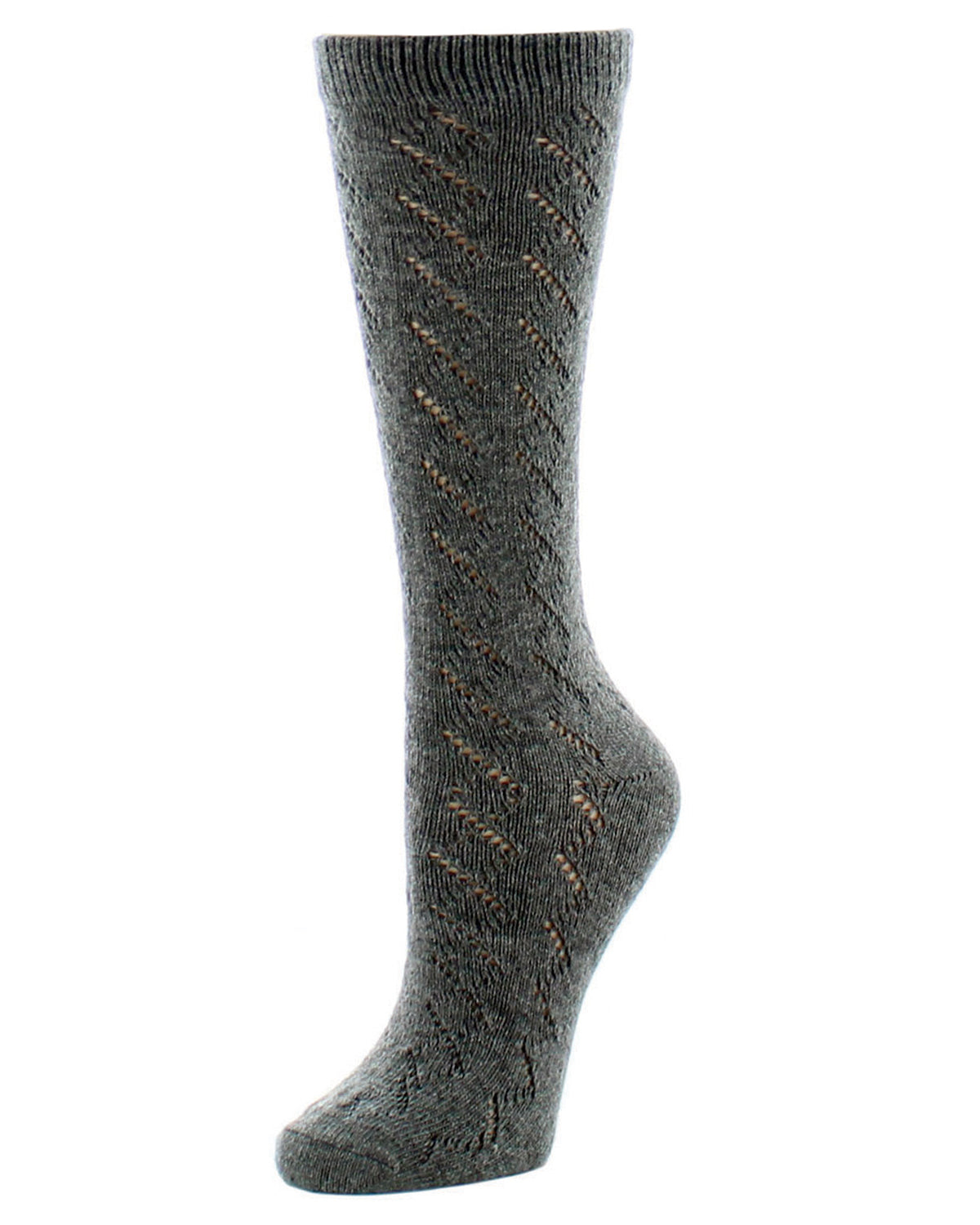 Women's Rumi Swirl Knitted Wool Blend Crew Socks : Color: Medium Gray Heather