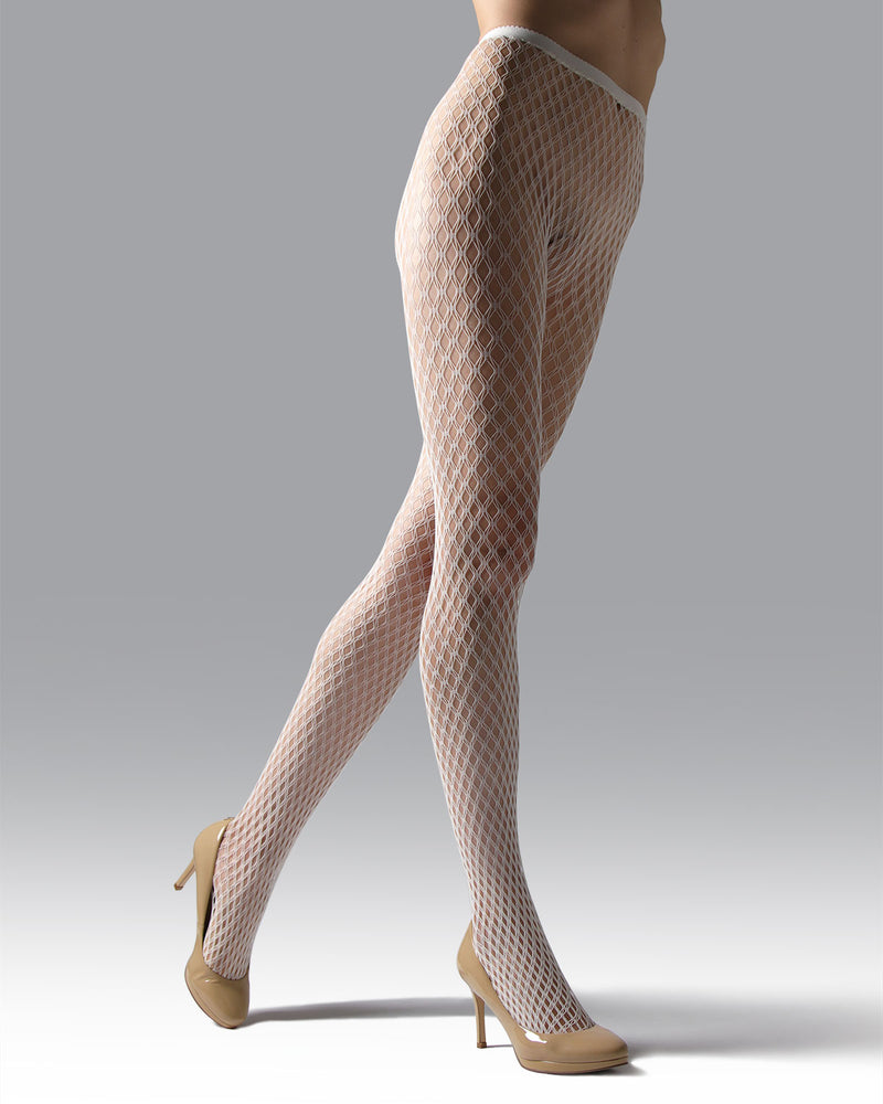 Large Diamond White Fishnet Tights Ladies Fancy Dress Accessory One Size