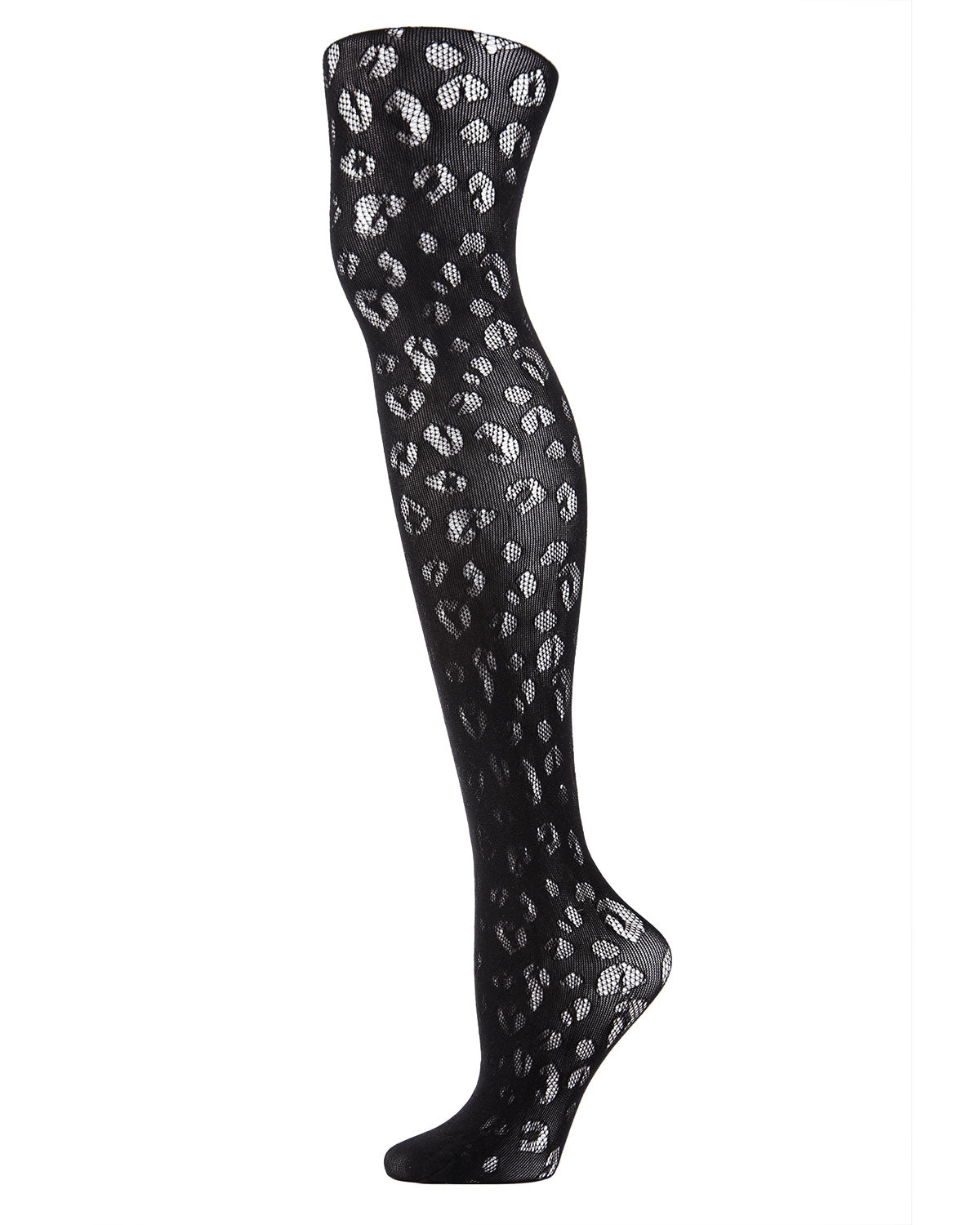 Leopard Print Semi-Opaque Net Tights : Color: Black
