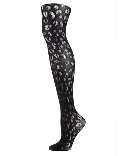 Leopard Print Semi-Opaque Net Tights : Color: Black