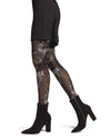 Women's Opaque Brushed Deco Nylon Tights : Color: Black