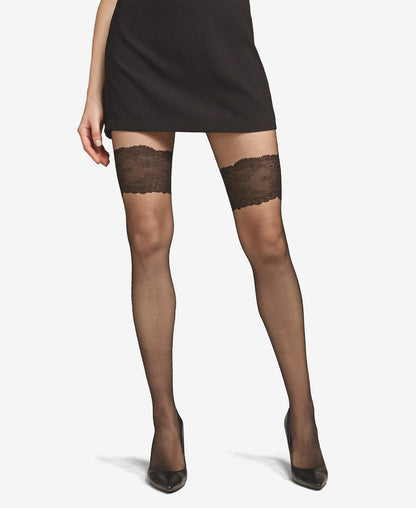 Women's 2 Pair Pack Luxe Lace Back Seam Sheer Tights : Color: Nude/Black