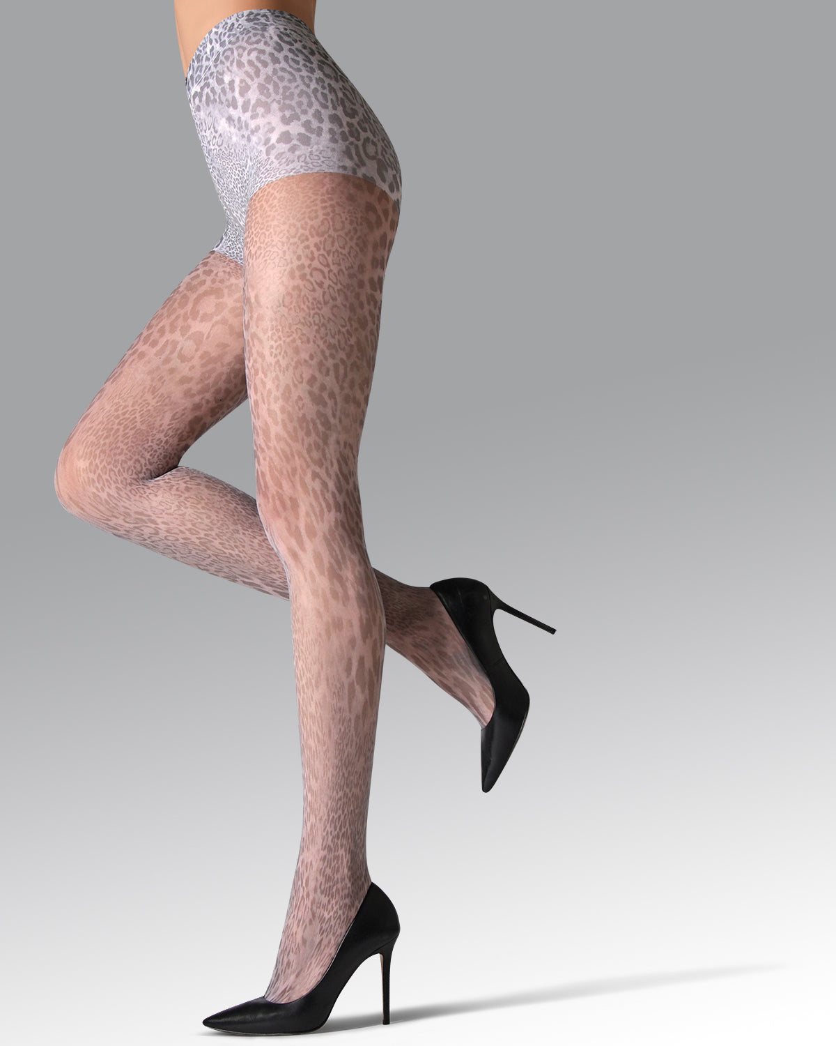 Neutral Animal Printed Sheer Tights : Color: Black