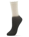 Ombre Cotton Blend Textured Crew Socks : Color: Black