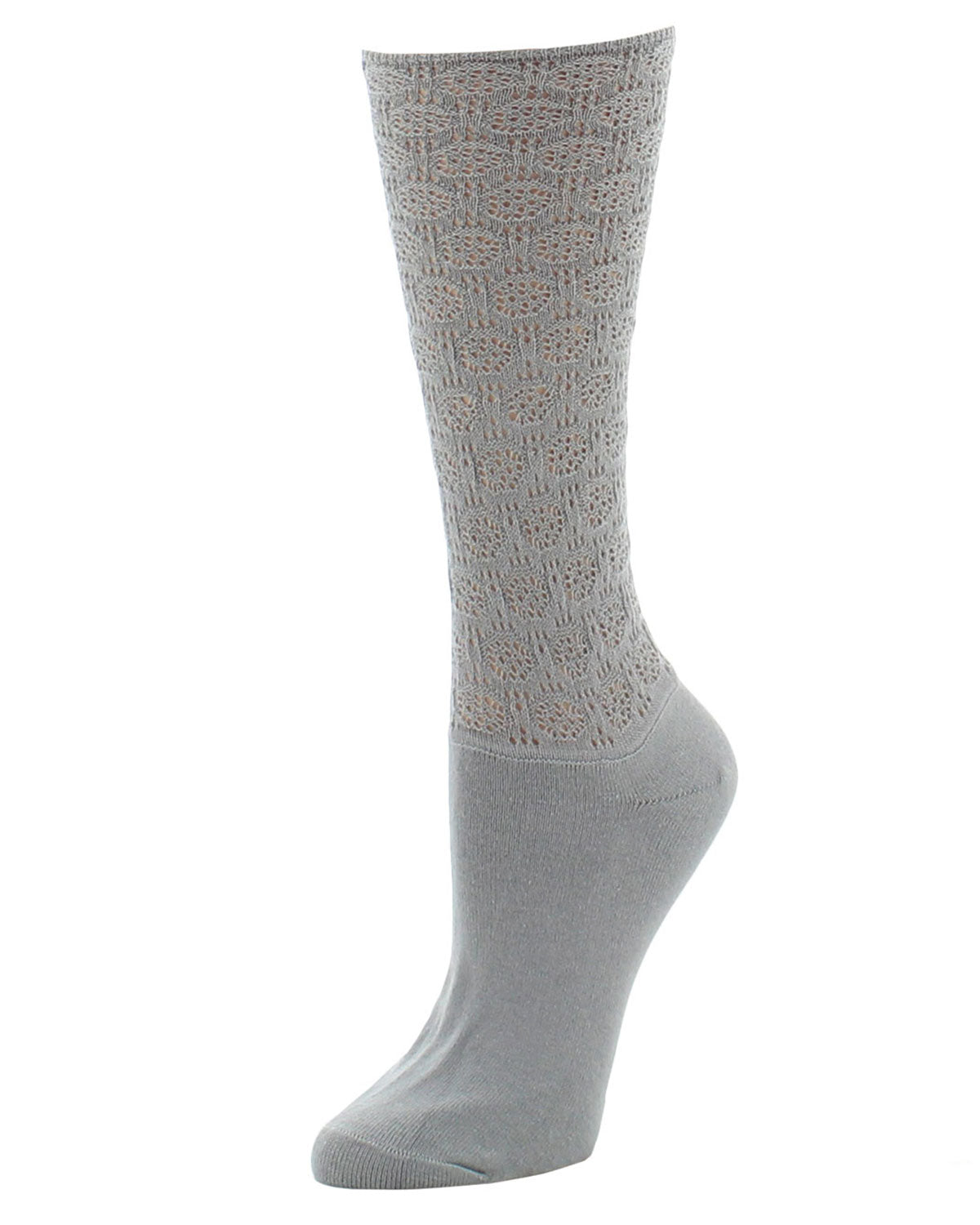 Natori Circular Knit Cotton Blend Crew Socks : Color: Pale Silver