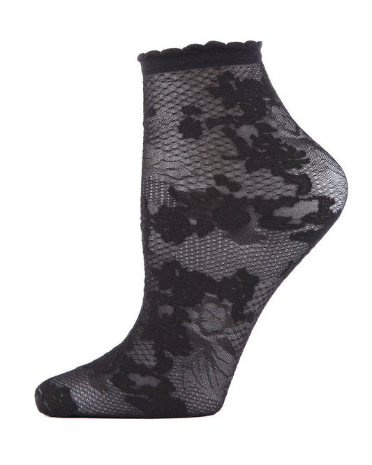 Natori Scarlet Lace Sheer Shortie Socks : Color: Black