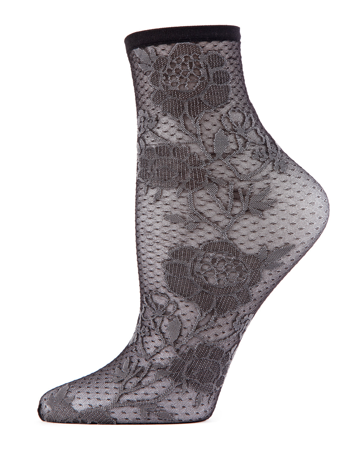 Natori Chantilly Women's Sheer Shortie Socks : Color: Black/Gray