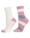 Chenille Striped/Solid Cozy Crew 2 Pair Pack : Color: Blush