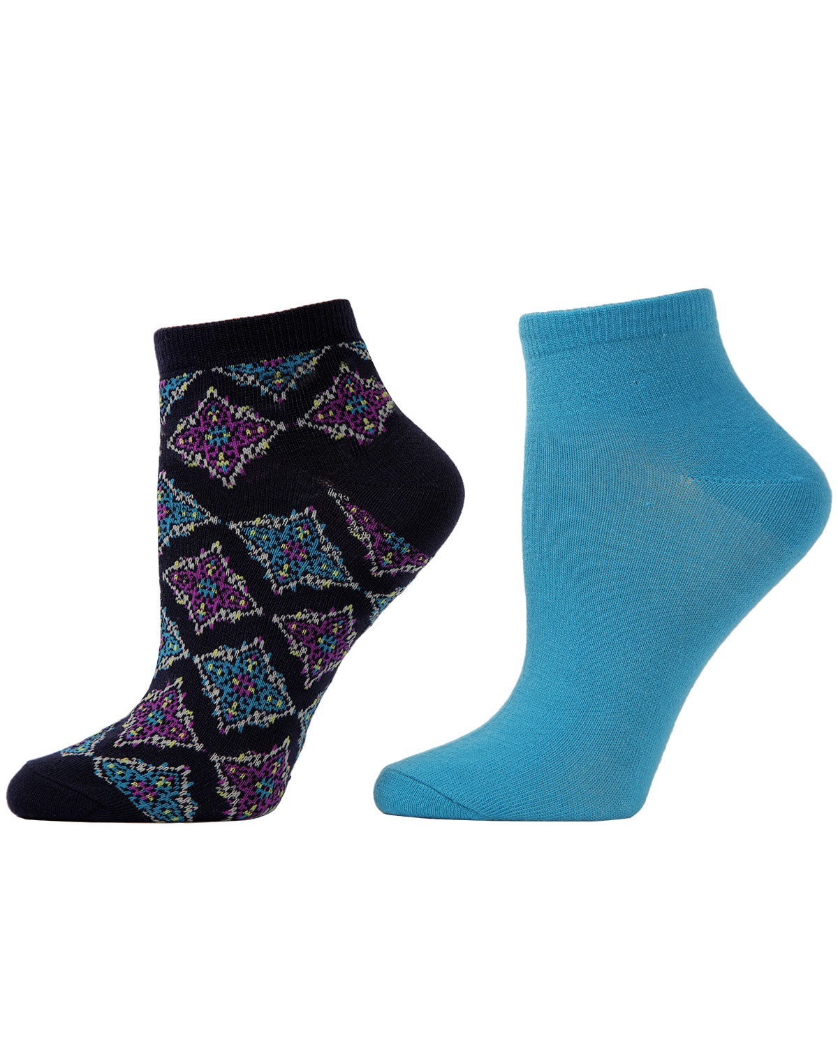 Natori Bohemian Florals Shorties Socks 2-Pack : Color: Black