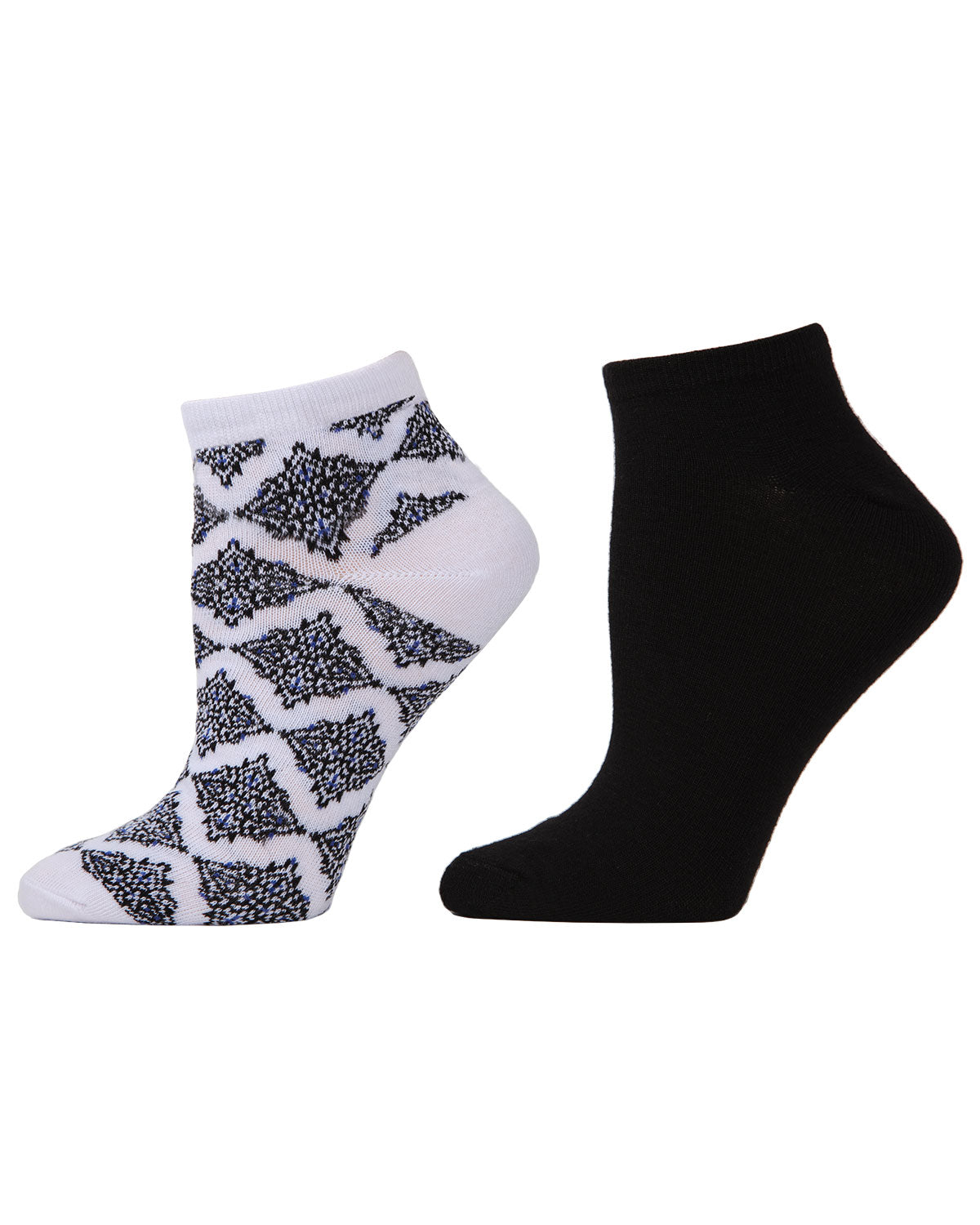 Natori Bohemian Florals Shorties Socks 2-Pack : Color: White Black