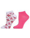 Natori Bohemian Florals Shorties Socks 2-Pack : Color: White Pink