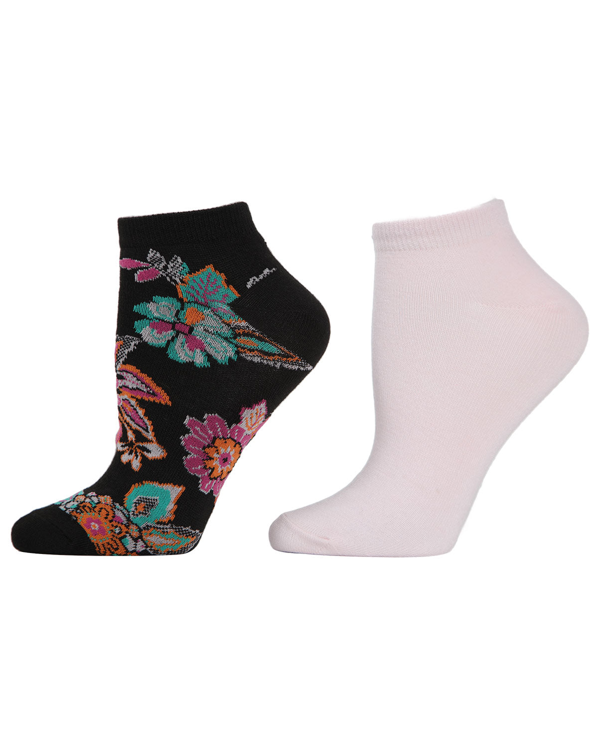 Natori Fancy Florals Shorties Socks 2-Pack : Color: Black