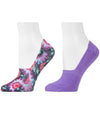 Natori Ornate Floral Liner Socks 2-Pack : Color: Black/Pur
