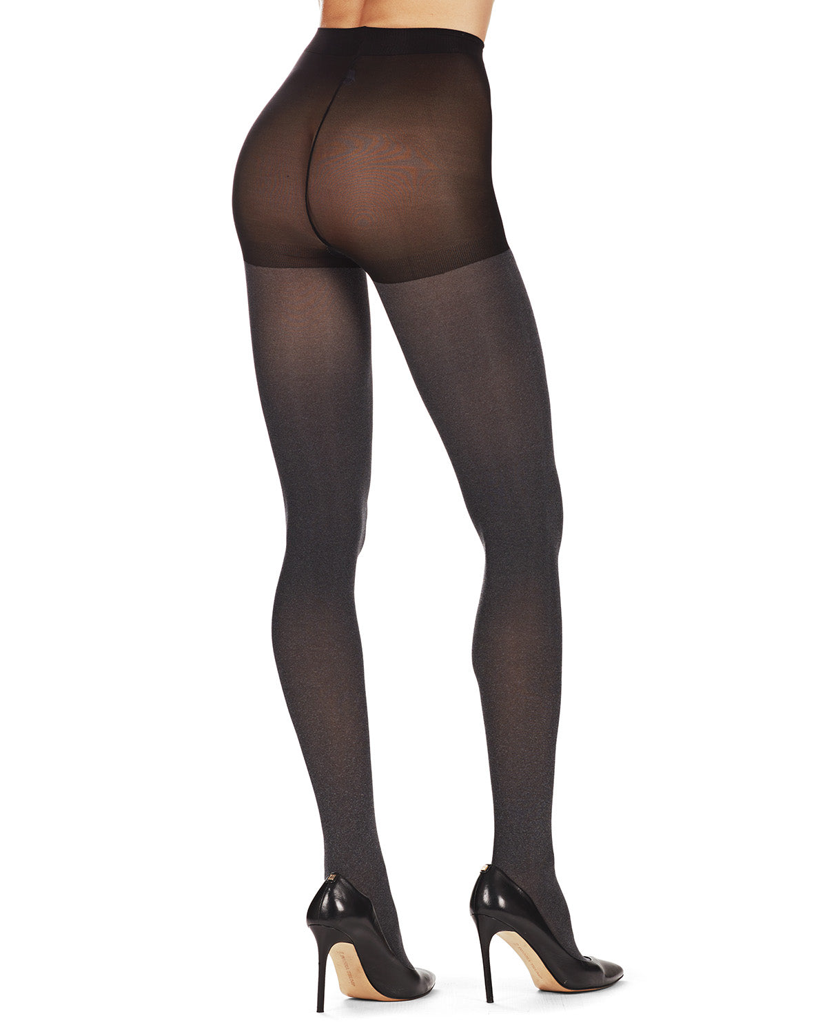 Heather & Solid 2 Pair Control Top Tights : Color: Gray Heather-Black